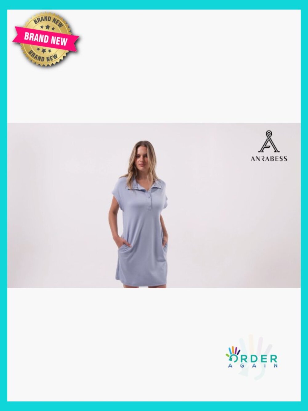 Summer Casual Mini Shift Dress Short Sleeve V Neck Button Down Chic - Picture 7 of 7